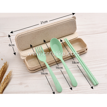3pcs Portable Wheat Straw Plastic Cutlery